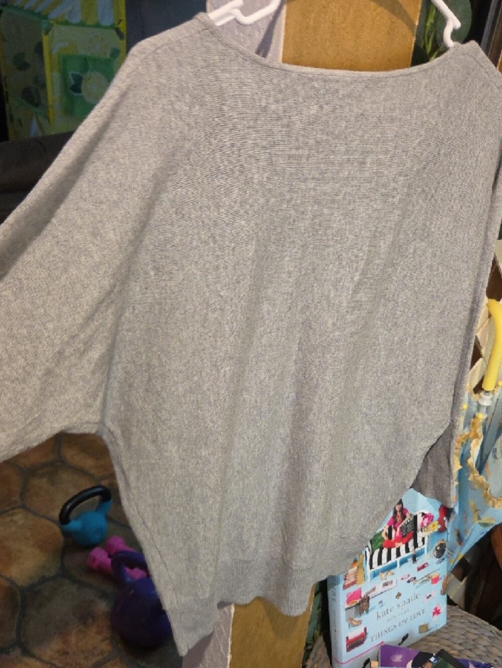 Elle Light Gray V-Neck Sweater with Subtle Rhinestone Detail - Picture 5 of 5